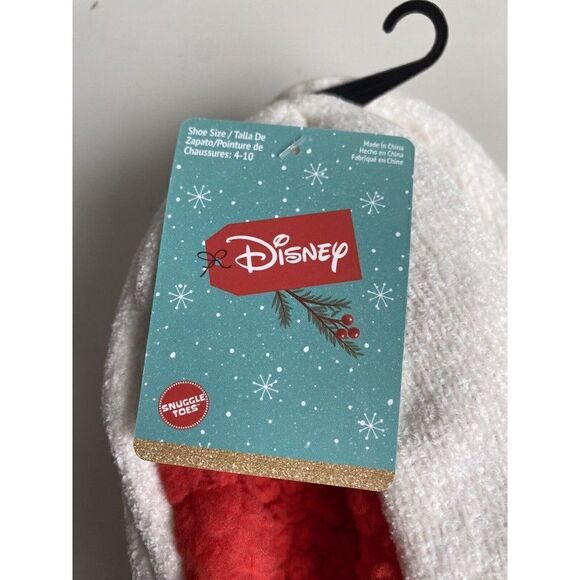 Disney Mickey Mouse SanTa Hat Snuggle Toes No Slip Slipper Socks Women’s Sz 4-10 - Picture 4 of 11